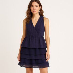 Ric Rac Anthropologie Tiered Navy Textured Dress Size M – Boutique Artisan